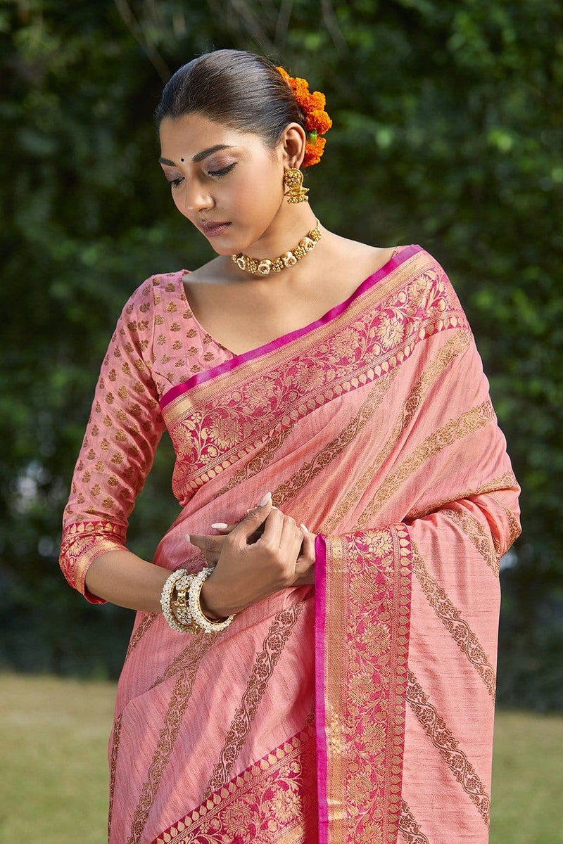 Pink - Tie-Dye Mulberry Silk Handloom Leheriya Saree