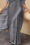 Anchor Grey Linen Blend Saree linen saree online
