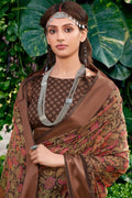 Beautiful Coffee Brown Cotton Linen Blend Saree Beautiful Coffee Brown Cotton Linen Blend Saree