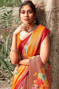Beautiful Coffee Brown Linen Blend Saree Beautiful Coffee Brown Linen Blend Saree
