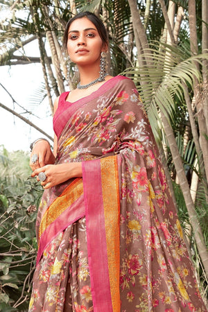 Beautiful Grape Purple Linen Blend Saree