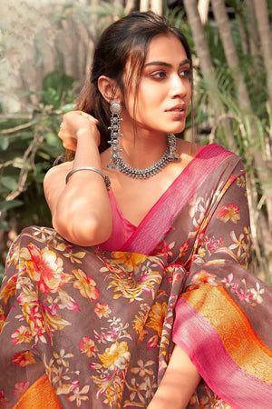 Beautiful Grape Purple Linen Blend Saree