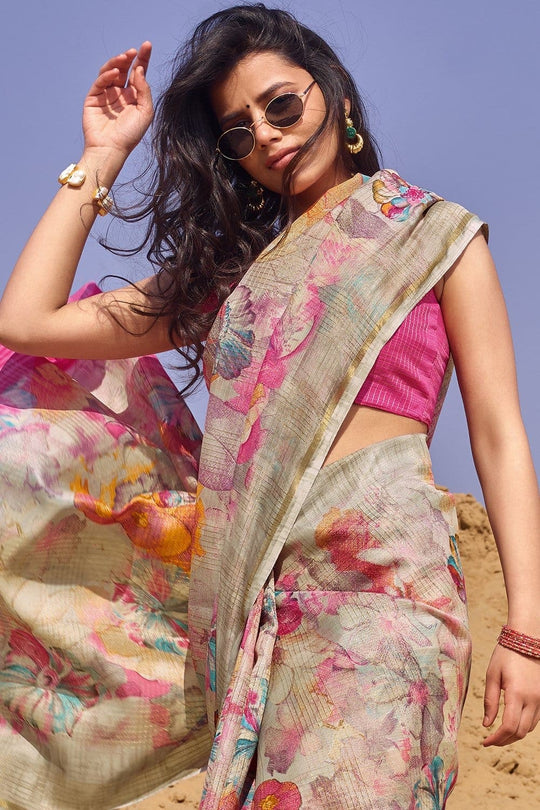 Beautiful Mauve Purple Cotton Linen Blend Saree Beautiful Mauve Purple Cotton Linen Blend Saree