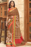 Beautiful Pastel Brown Cotton Linen Blend Saree Beautiful Pastel Brown Cotton Linen Blend Saree