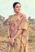 Beautiful Tan Brown Linen Blend Saree Linen Saree Beautiful Tan Brown Linen Saree saree online