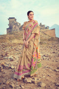 Beautiful Tan Brown Linen Blend Saree Linen Saree Beautiful Tan Brown Linen Saree saree online
