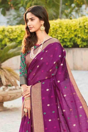 Boysenberry Purple Linen Blend Saree