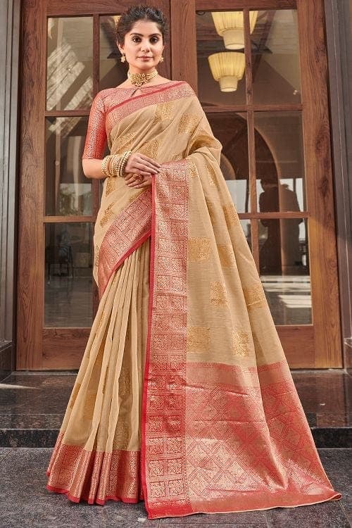 Buff beige Linen Blend Saree Linen Saree Buff beige Linen Saree saree online