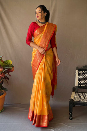 Butterscotch Yellow Linen Saree