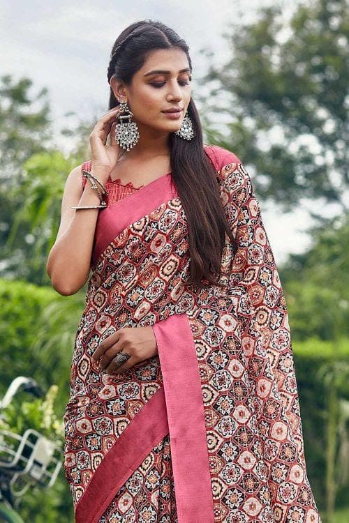 Candy Red Linen Blend Saree Linen Saree Candy Red Linen Saree saree online