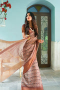 Chestnut Brown Digital Printed Linen Blend Saree Linen Saree Chestnut Brown Digital Printed Linen Saree saree online