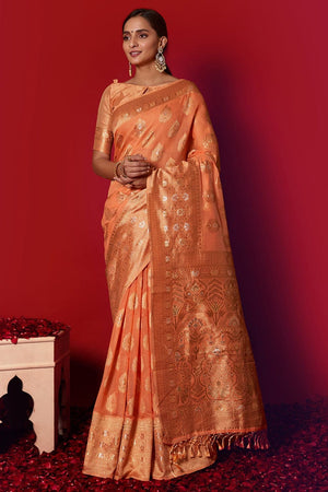 Cider Orange Linen Blend Saree