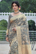 Concrete Grey Linen Blend Saree linen saree
