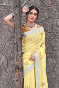 Corn Yellow Linen Blend Saree linen saree