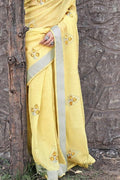 Corn Yellow Linen Blend Saree linen saree