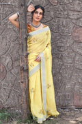 Corn Yellow Linen Blend Saree linen saree