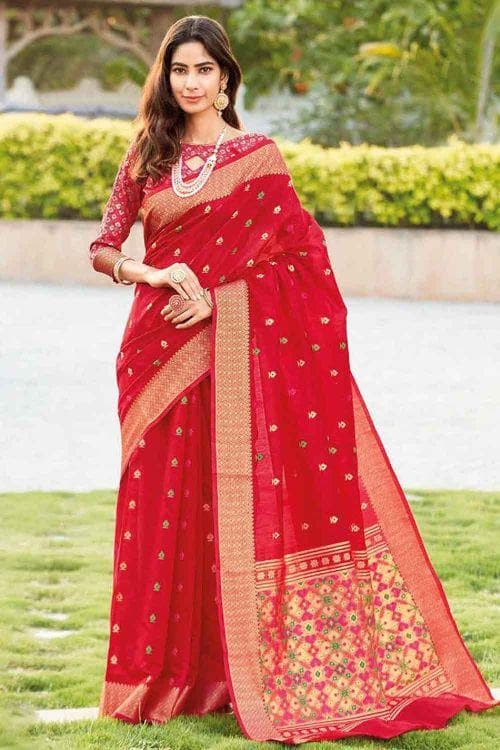 Crimson Red Linen Blend Saree Linen Saree Crimson Red Linen Saree saree online