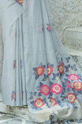 Dolphin Grey Linen Blend Saree Dolphin Grey Linen Blend Saree