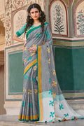 Frost Grey Linen Blend Saree grey saree