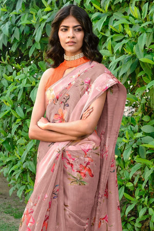 Linen Saree Ham Purple Linen Saree saree online