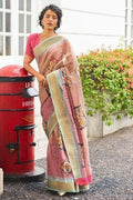 Ham Purple Linen Blend Saree linen saree online