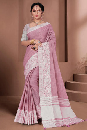 Heliotrope Purple Linen Blend Saree