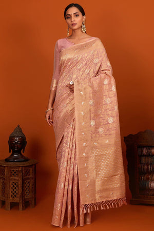 Hex Pink Linen Blend Saree
