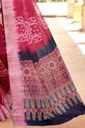 Hibiscus Red Printed Linen Blend Saree Linen Saree Hibiscus Red Printed Linen Saree saree online