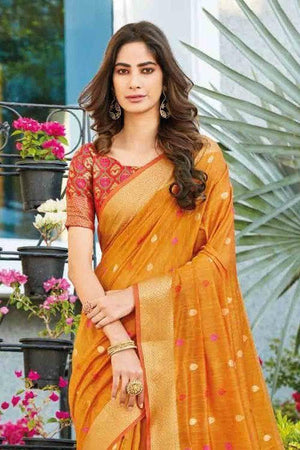 Linen Saree Honey Orange Linen Saree saree online