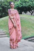 Illusion Pink Printed Linen Blend Saree Linen Saree Illusion Pink Printed Linen Saree saree online
