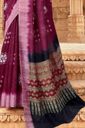 Jam Purple Printed Linen Blend Saree Linen Saree Jam Purple Printed Linen Saree saree online