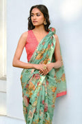 Jungle Green Linen Blend Saree Linen Saree Jungle Green Linen Saree saree online