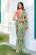 Jungle Green Linen Blend Saree Linen Saree Jungle Green Linen Saree saree online