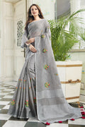 Laurel Grey Linen Blend Saree linen saree