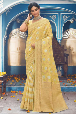 Linen Saree Lemon Yellow Linen Saree saree online