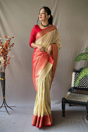 Lemon Yellow Linen Saree