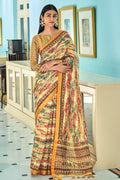 Light Yellow Linen Blend Saree yellow saree