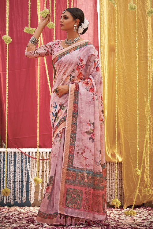 Lilac Purple Linen Blend Saree purple linen saree