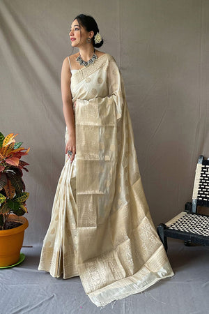Lily White Linen Saree