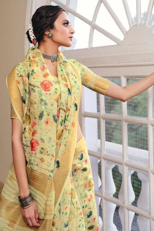 Linen Saree Lime Green Linen Saree saree online