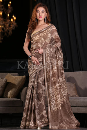 Metal Grey Linen Blend Saree