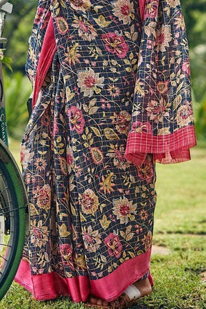 Linen Saree Midnight Blue Linen Saree saree online