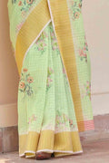 Mint Green Linen Blend Saree Linen Saree Mint Green Linen Saree saree online