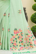 Mint Green Linen Blend Saree Mint Green Linen Blend Saree