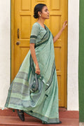 Mint Green Linen Blend Saree linen sarees