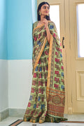 Mint Green Linen Blend Saree green saree