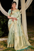 Mint Green Linen Blend Saree green saree