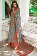 Multi Color Digital Printed Linen Blend Saree Linen Saree Multi Color Digital Printed Linen Saree saree online