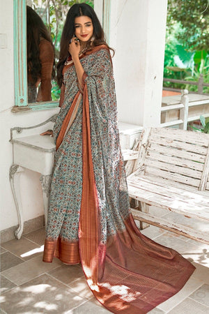 Linen Saree Multi Color Digital Printed Linen Saree saree online