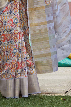 Linen Saree Multicolor Digital Printed Linen Saree saree online